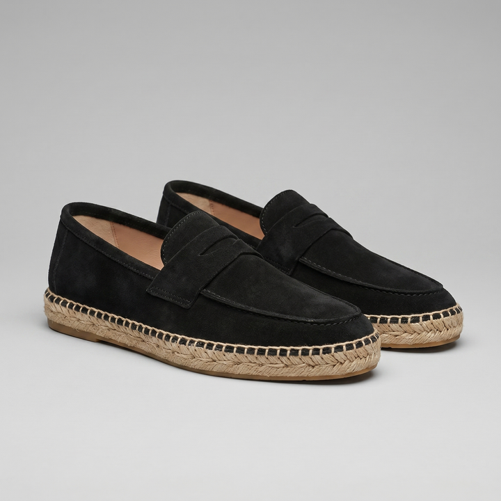 Klassiske Penny Espadrille Loafers med Flettet Sål - til Mænd