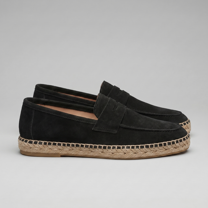 Klassiske Penny Espadrille Loafers med Flettet Sål - til Mænd