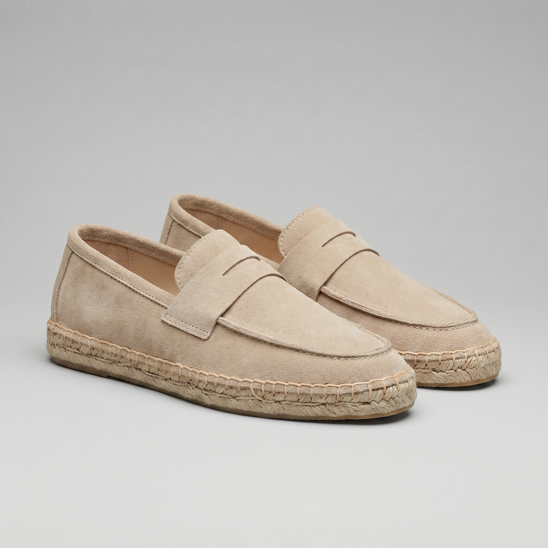 Klassiske Penny Espadrille Loafers med Flettet Sål - til Mænd