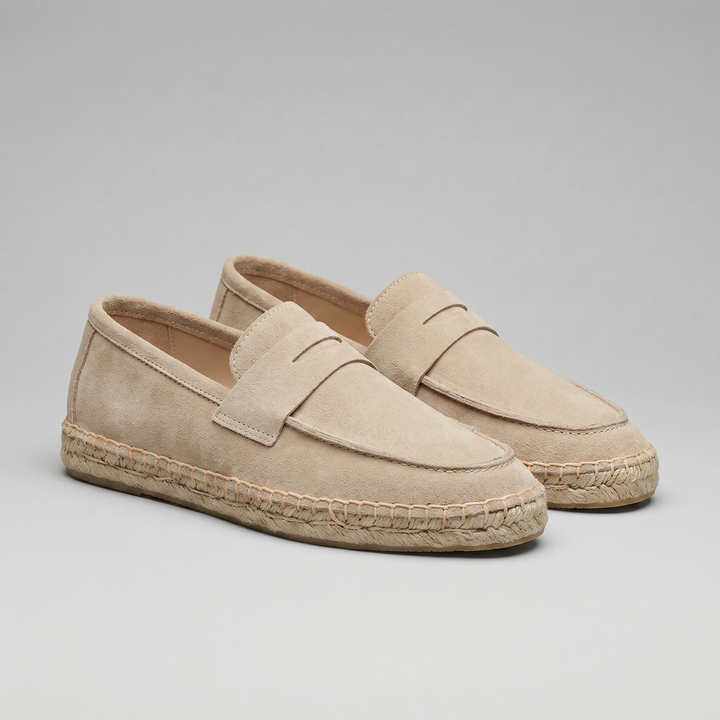 Klassiske Penny Espadrille Loafers med Flettet Sål - til Mænd