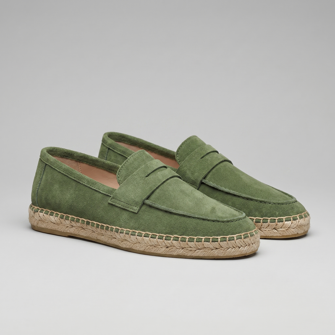 Klassiske Penny Espadrille Loafers med Flettet Sål - til Mænd