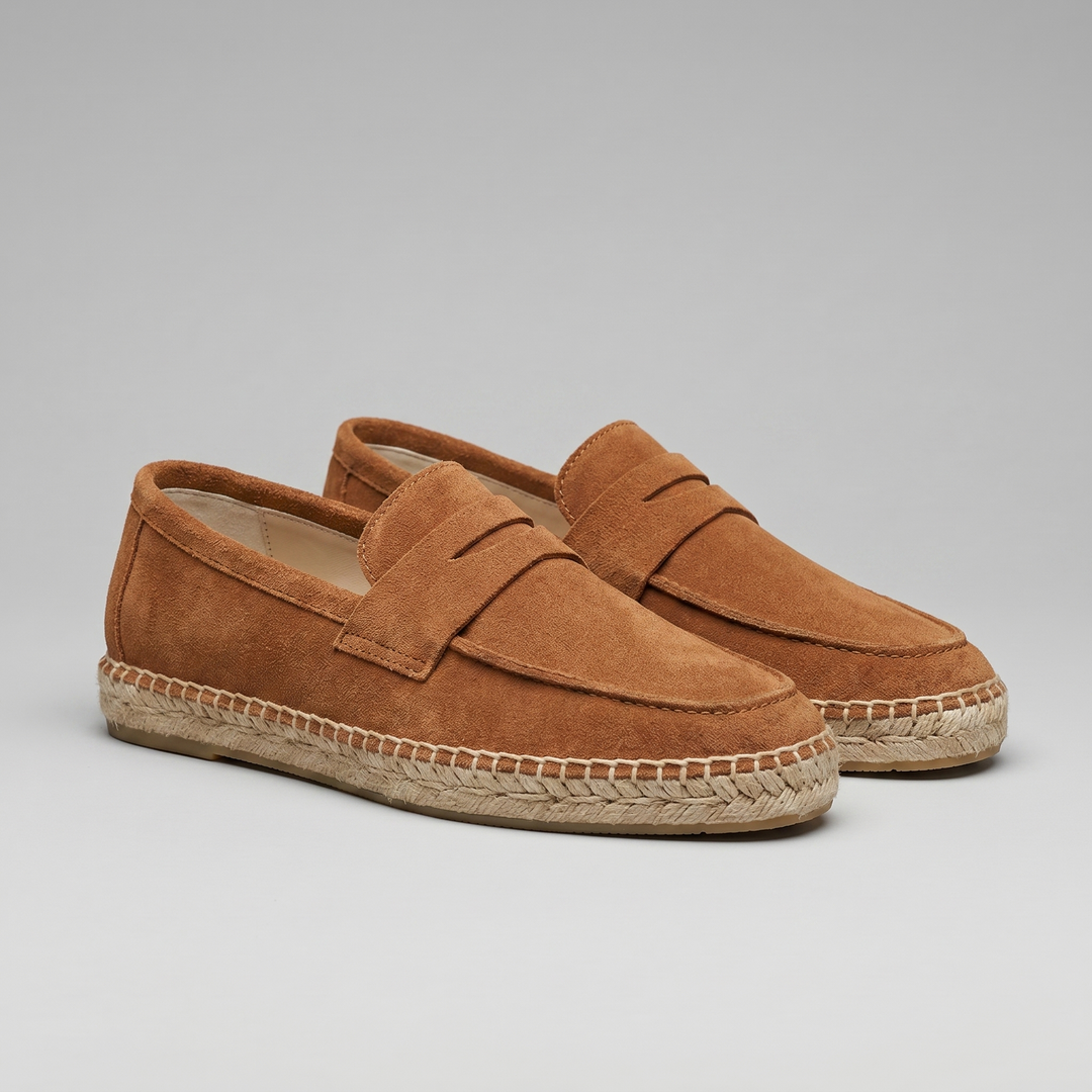 Klassiske Penny Espadrille Loafers med Flettet Sål - til Mænd