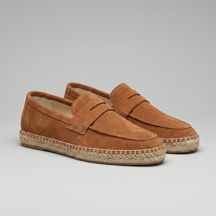 Klassiske Penny Espadrille Loafers med Flettet Sål - til Mænd