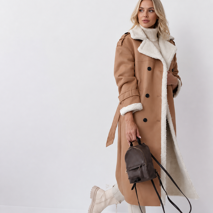 Vivienne Moreau | Luxe Shearling vinter frakke til dame – opdateret modelbillede
