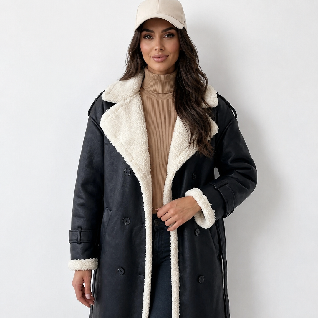 Vivienne Moreau | Luxe Shearling vinter frakke til dame – opdateret modelbillede