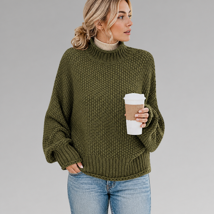 Charlotte Rossi | Oversized Turtleneck striktrøje til dame – opdateret modelbillede