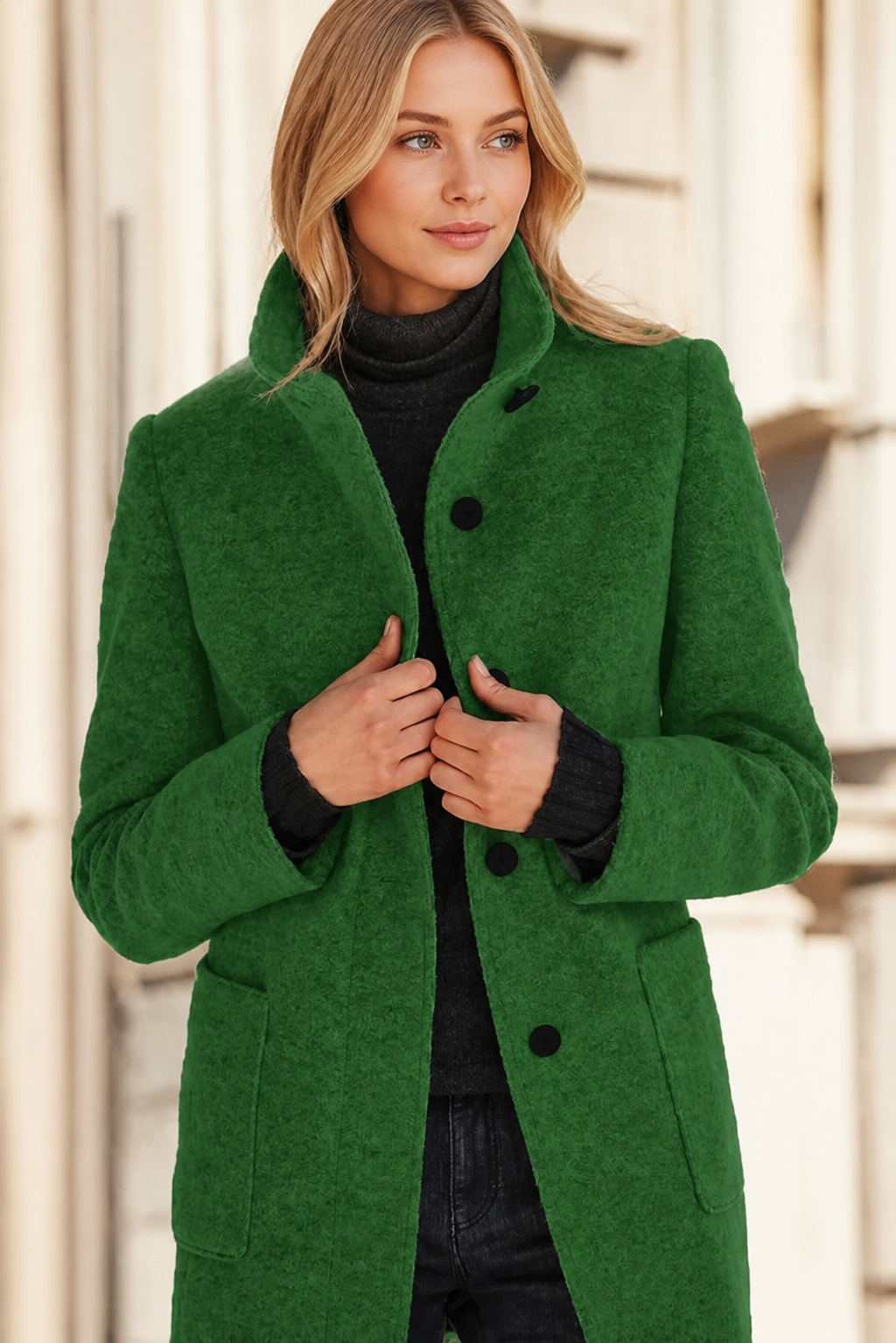 Isabelle Laurent | luksuriøs Wool Blend frakke til dame – opdateret modelbillede