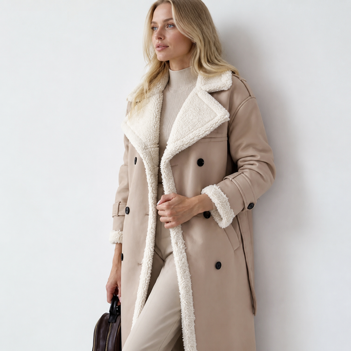 Vivienne Moreau | Luxe Shearling vinter frakke til dame – opdateret modelbillede