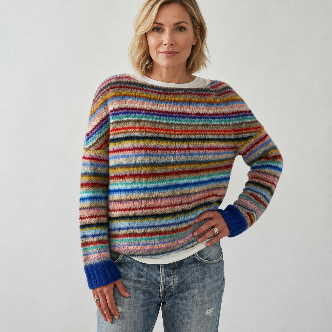 Rosalie Bellini | Rainbow Stripe striktrøje til dame – opdateret modelbillede