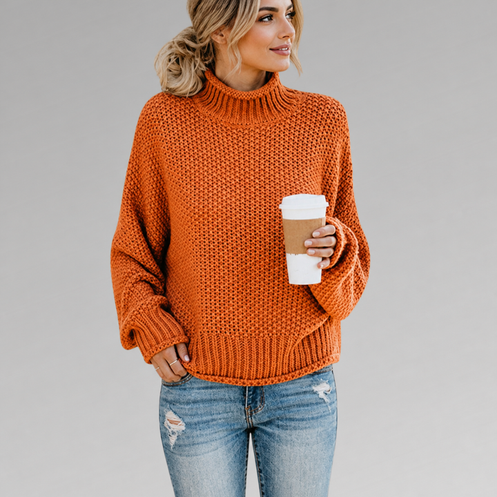 Charlotte Rossi | Oversized Turtleneck striktrøje til dame – opdateret modelbillede