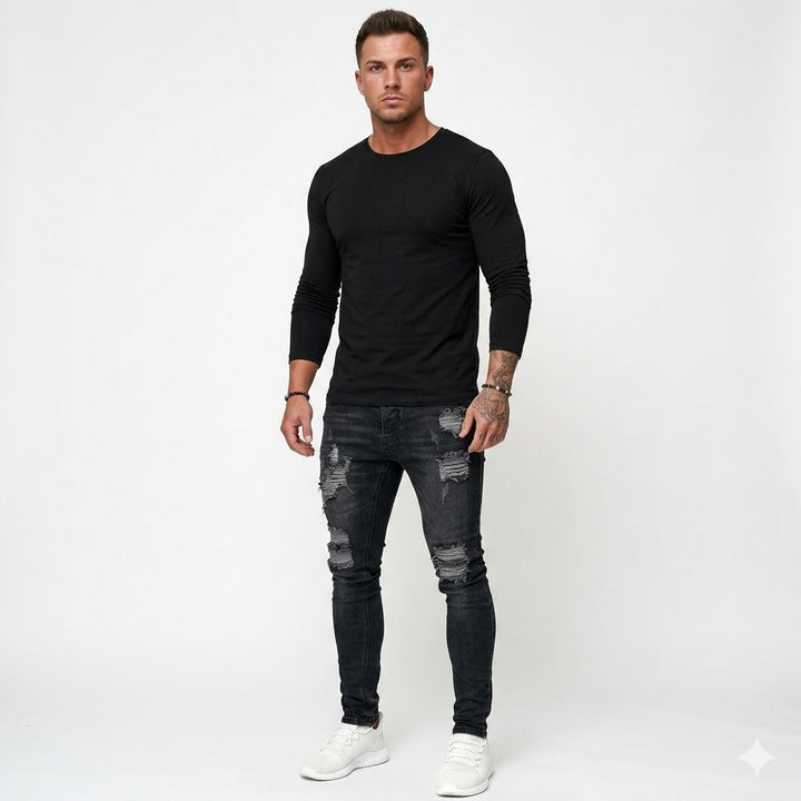 Luca Romano - Slidt Skinny Jeans Til Herre
