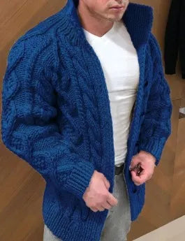 Leonardo Voss - Kraftig Strikket Cardigan Med Lynlås Til Herre