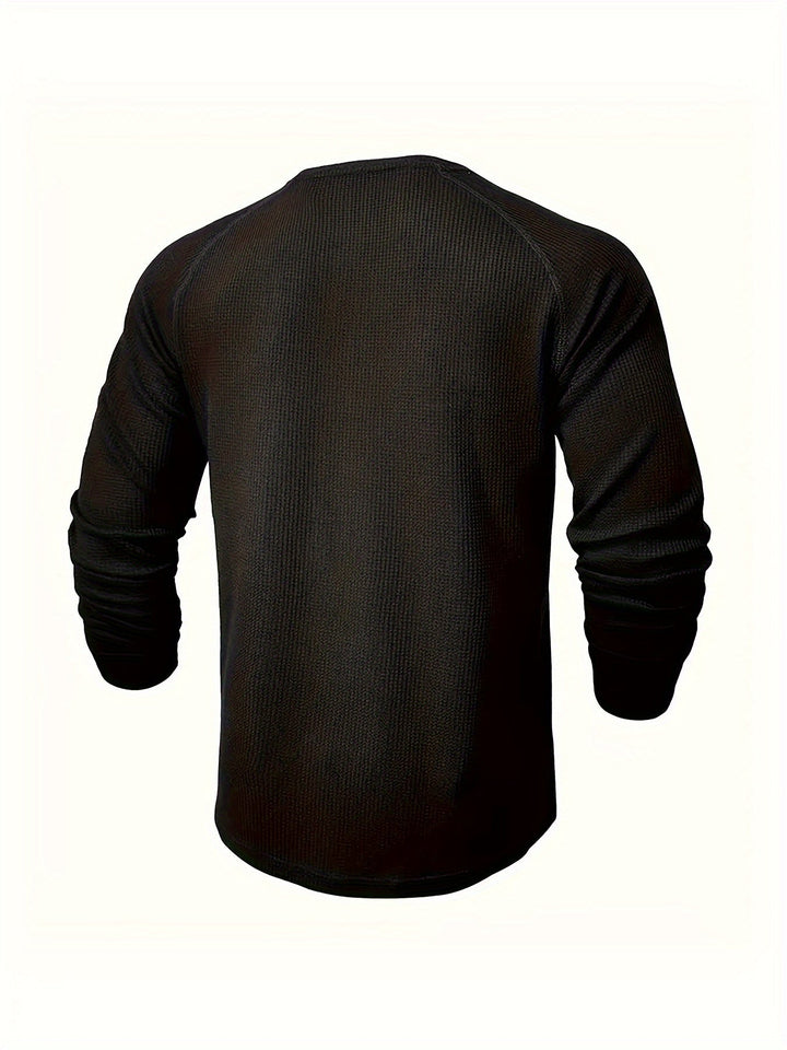 Mænd Tekstureret Henley Trøje med Knapstolpe