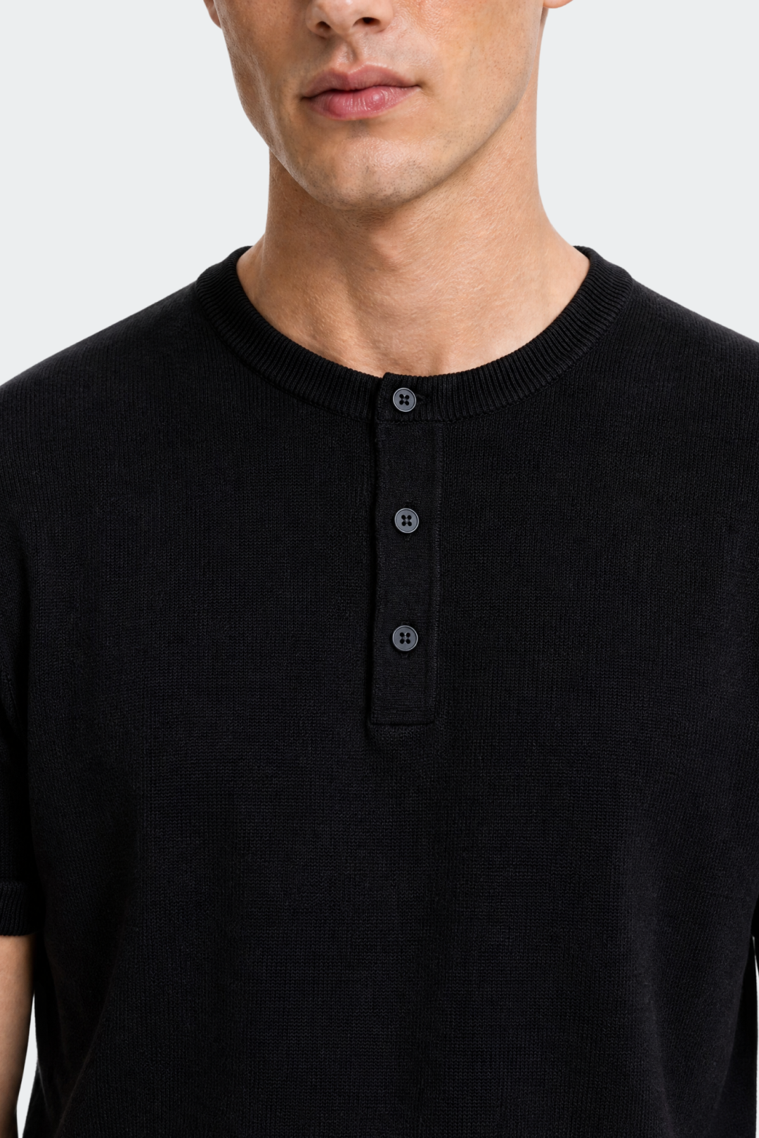 Kortærmet Henley T-shirt med Knapstolpe - til Mænd