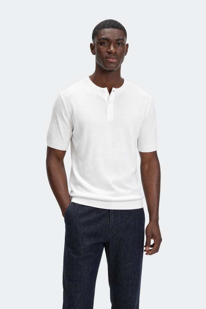 Kortærmet Henley T-shirt med Knapstolpe - til Mænd