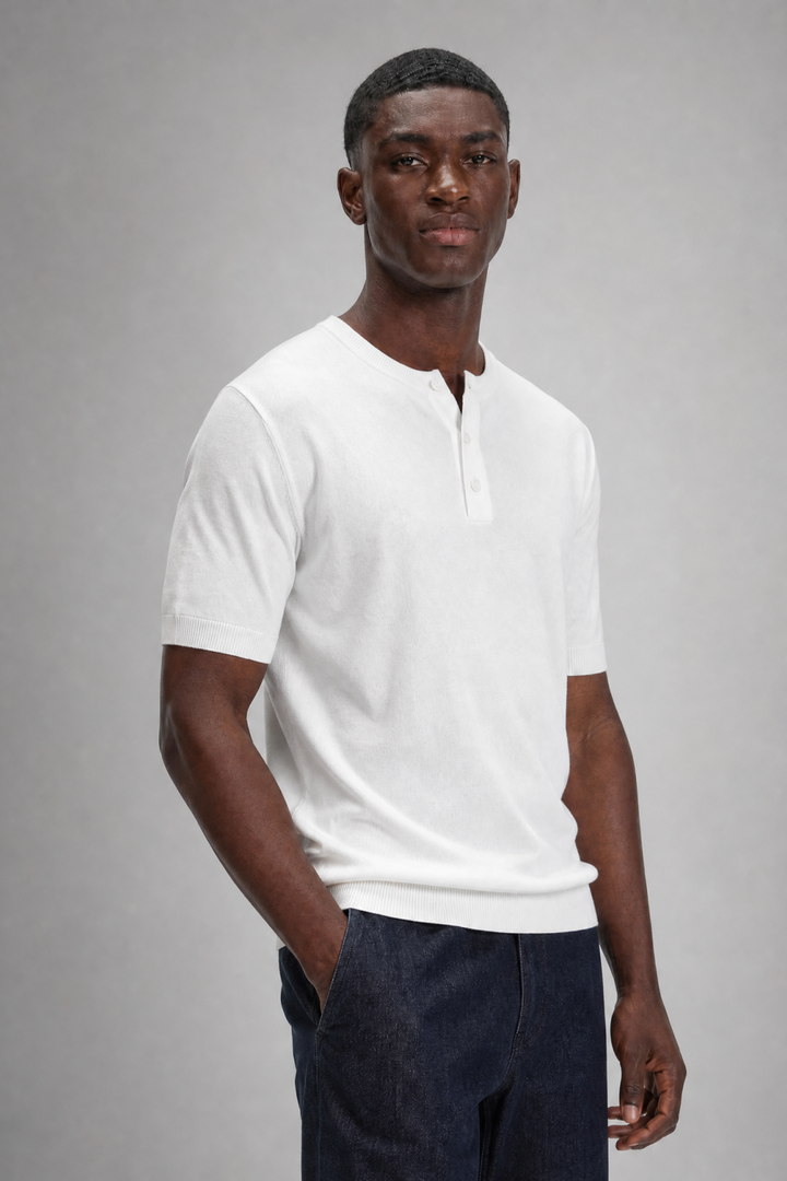 Kortærmet Henley T-shirt med Knapstolpe - til Mænd