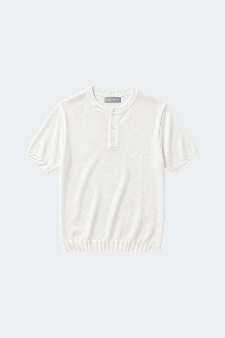 Kortærmet Henley T-shirt med Knapstolpe - til Mænd