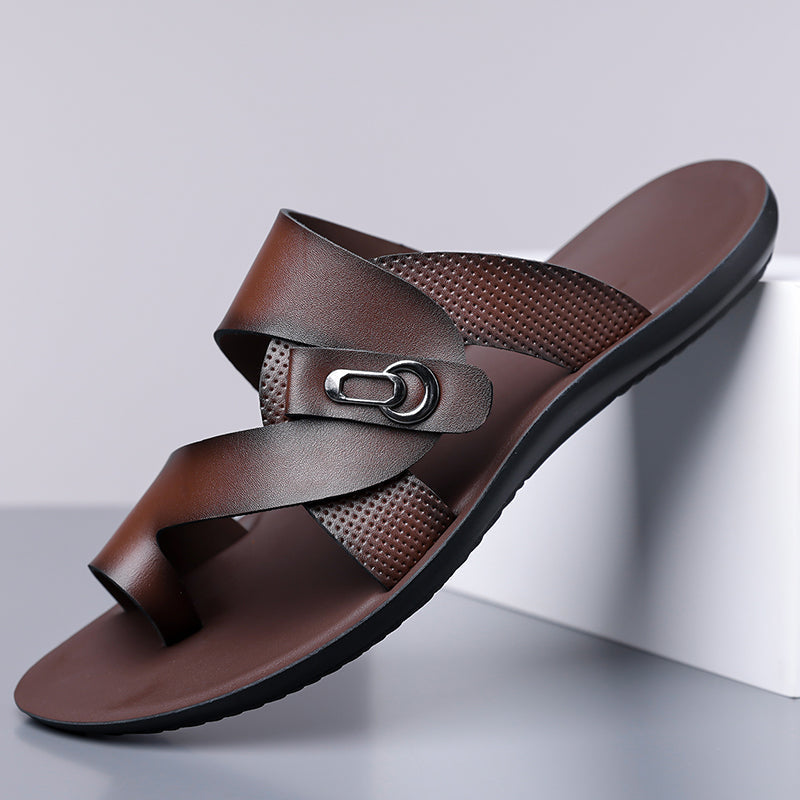Herre Casual Slip-on Lædersandaler med Ergonomisk Sål