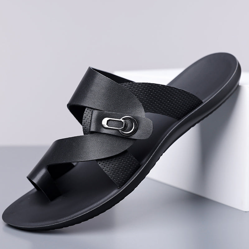Herre Casual Slip-on Lædersandaler med Ergonomisk Sål