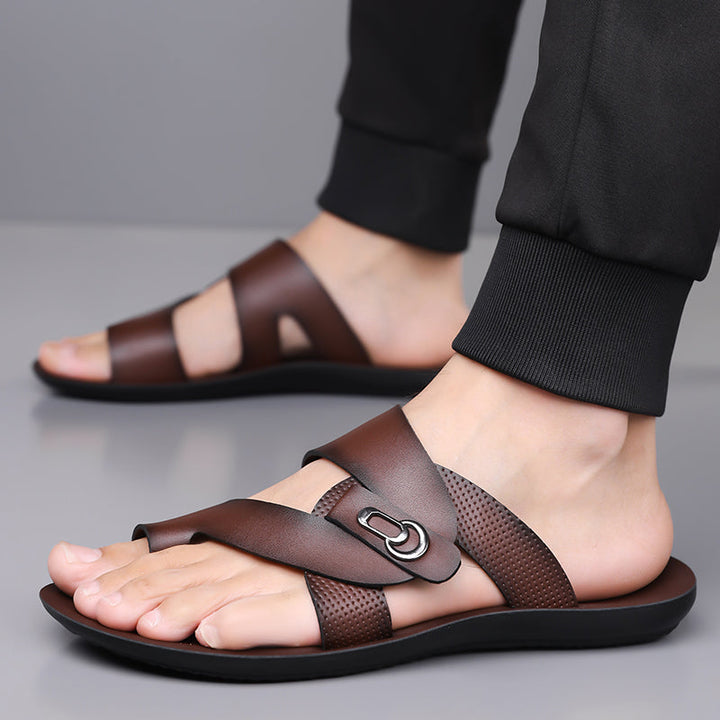 Herre Casual Slip-on Lædersandaler med Ergonomisk Sål