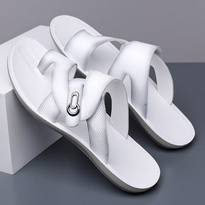Herre Casual Slip-on Lædersandaler med Ergonomisk Sål