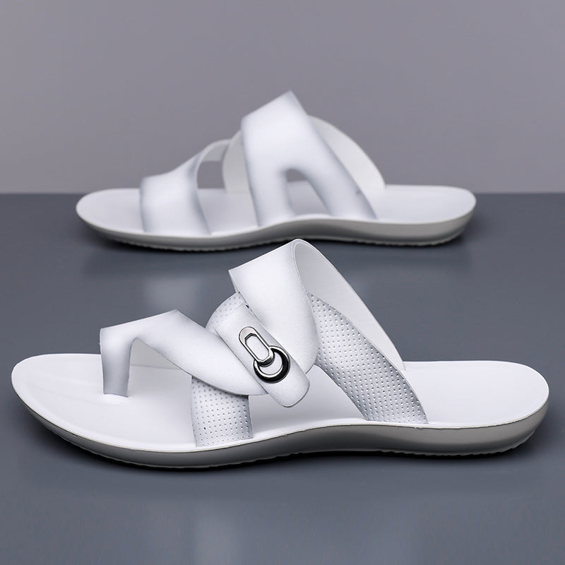 Herre Casual Slip-on Lædersandaler med Ergonomisk Sål