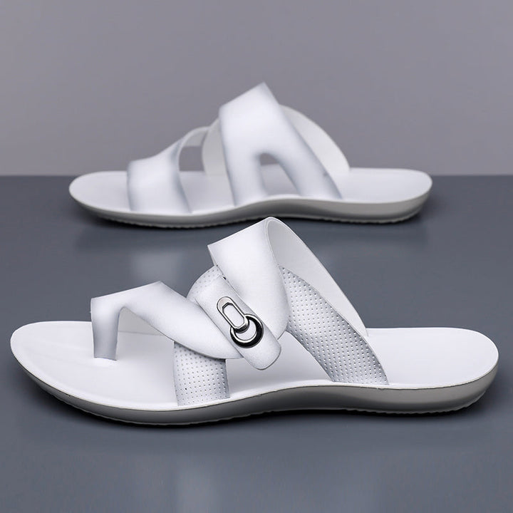Herre Casual Slip-on Lædersandaler med Ergonomisk Sål