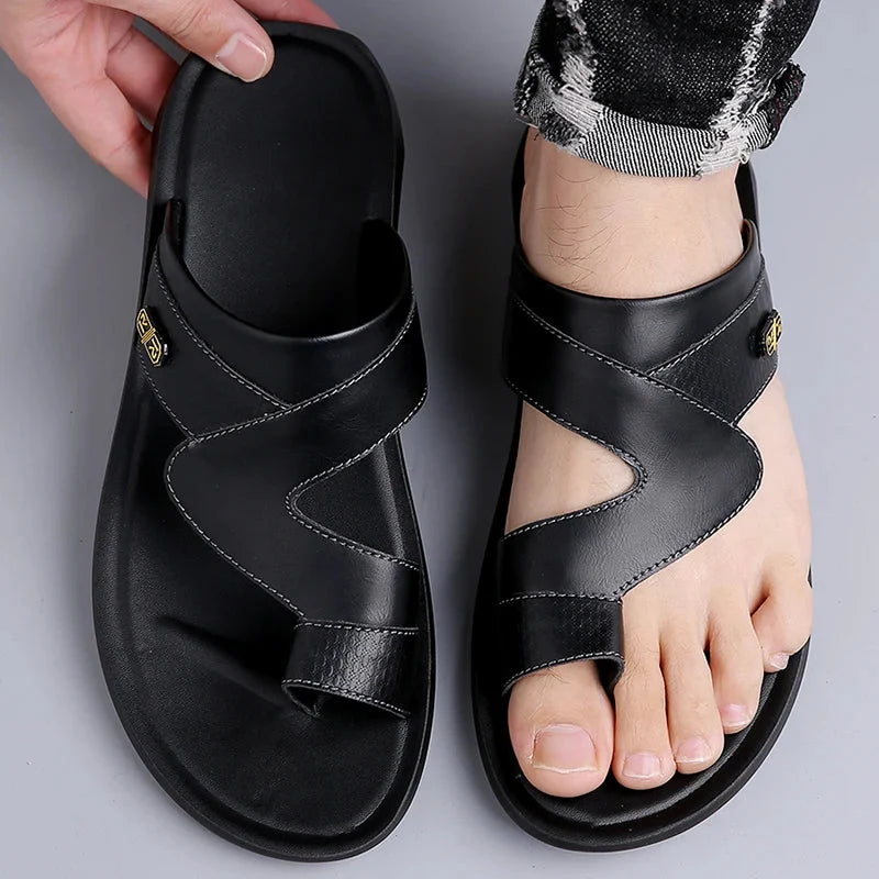 Mænd Elegante Sommersandaler med Flad Sål og Åben Tå