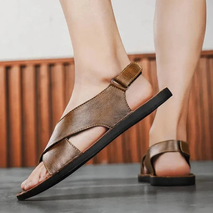 Herre Læder Sandaler med Krydsrem – Komfortable Slip-on Sandaler