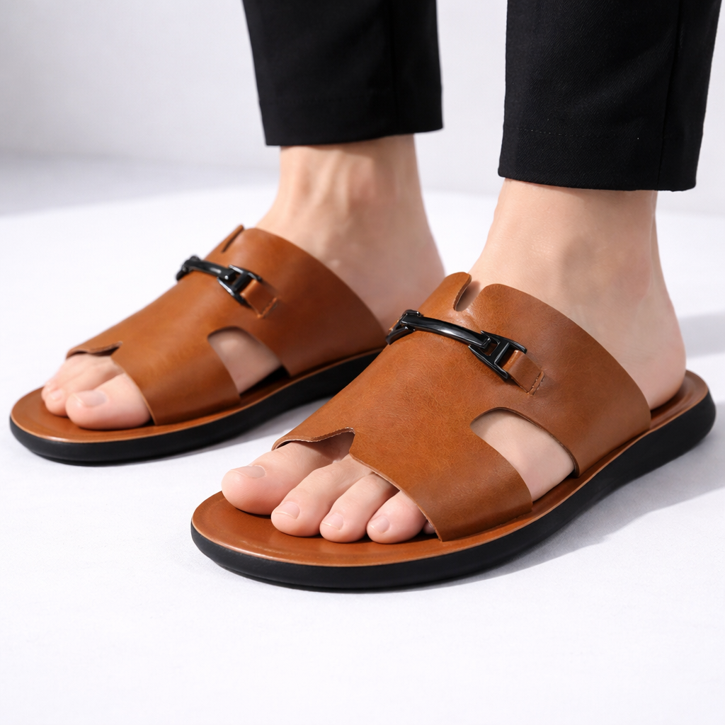 Herre Slip-on Sandaler med Spænde – Komfortable Fritidssandaler