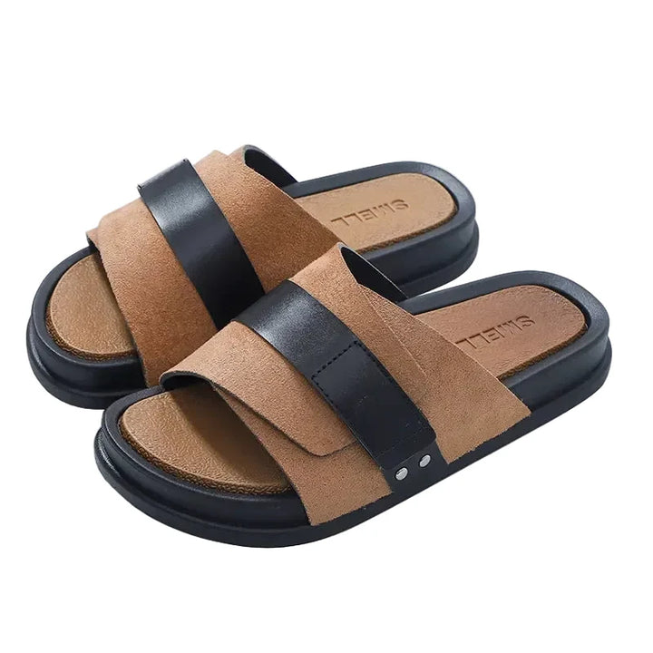 Herre Casual Slip-on Mules med Kontrastrem og Kraftig Sål