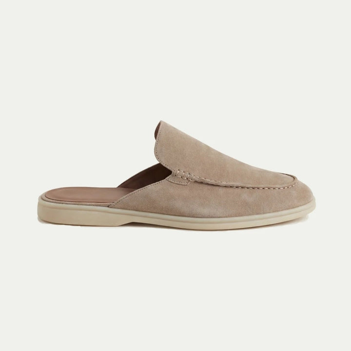 Mænd Klassiske Ruskind Loafer Mules med Moc Toe Sømsdetaljer