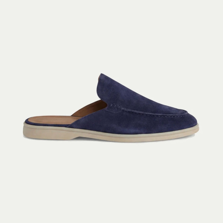 Mænd Klassiske Ruskind Loafer Mules med Moc Toe Sømsdetaljer