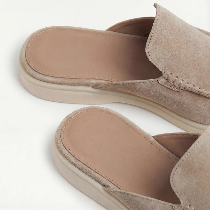 Mænd Klassiske Ruskind Loafer Mules med Moc Toe Sømsdetaljer