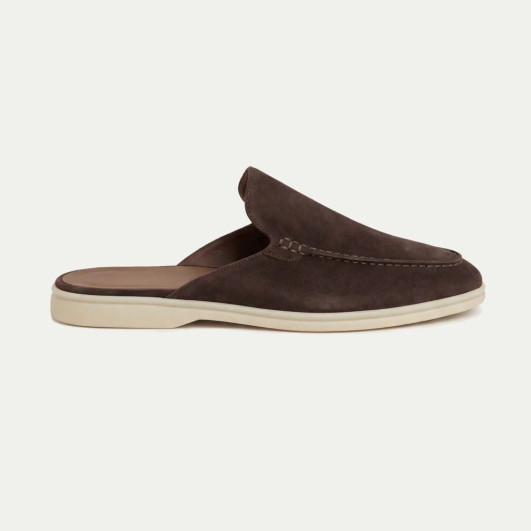 Mænd Klassiske Ruskind Loafer Mules med Moc Toe Sømsdetaljer