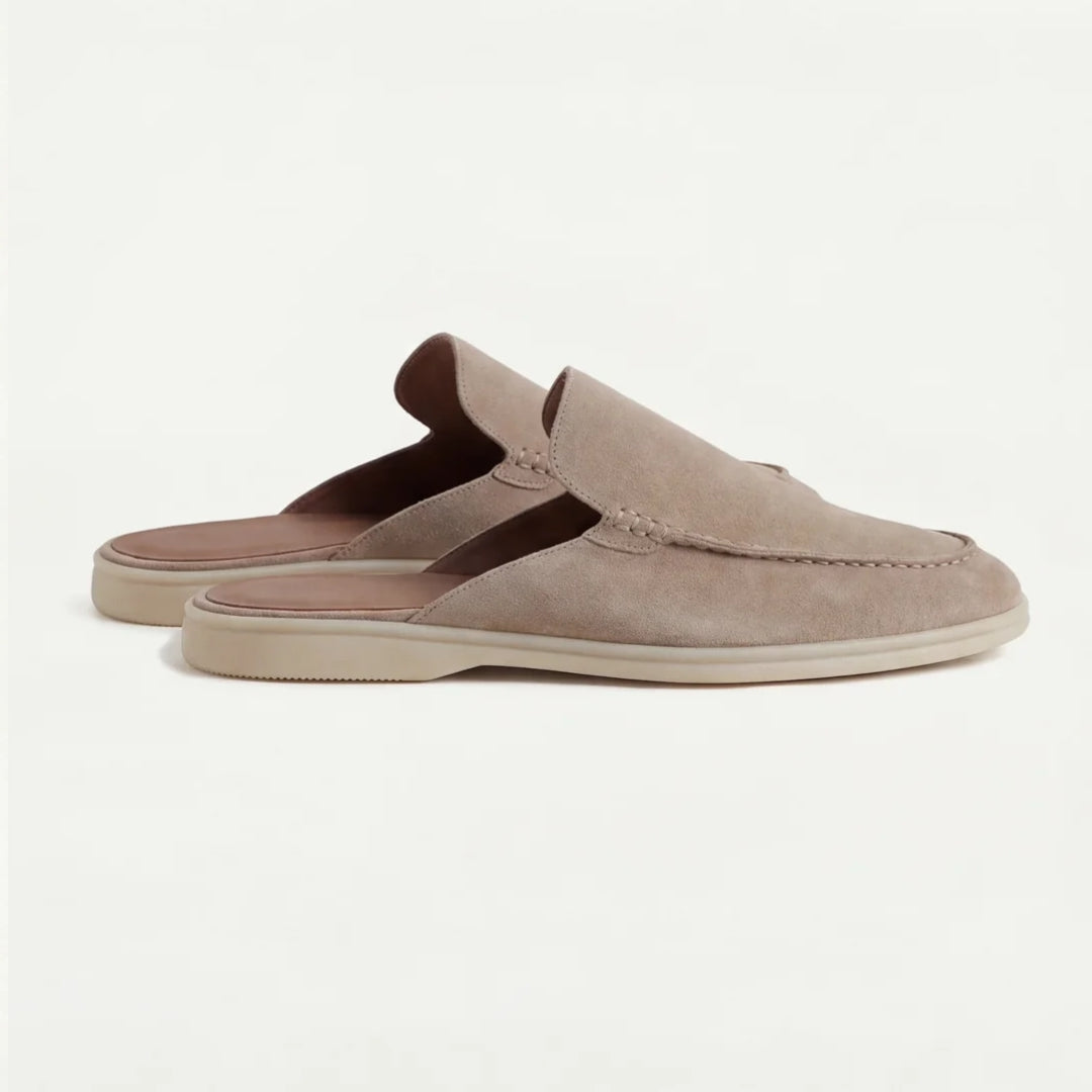 Mænd Klassiske Ruskind Loafer Mules med Moc Toe Sømsdetaljer