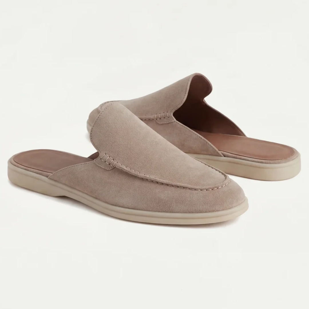 Mænd Klassiske Ruskind Loafer Mules med Moc Toe Sømsdetaljer