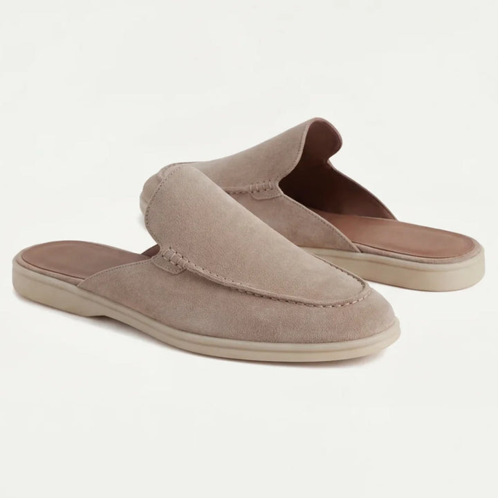 Mænd Klassiske Ruskind Loafer Mules med Moc Toe Sømsdetaljer