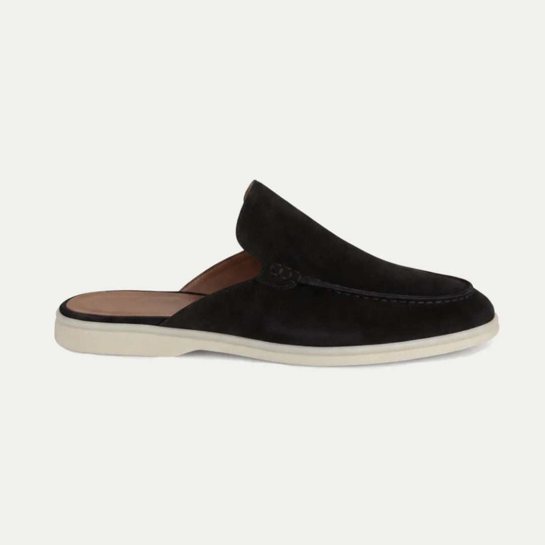 Mænd Klassiske Ruskind Loafer Mules med Moc Toe Sømsdetaljer