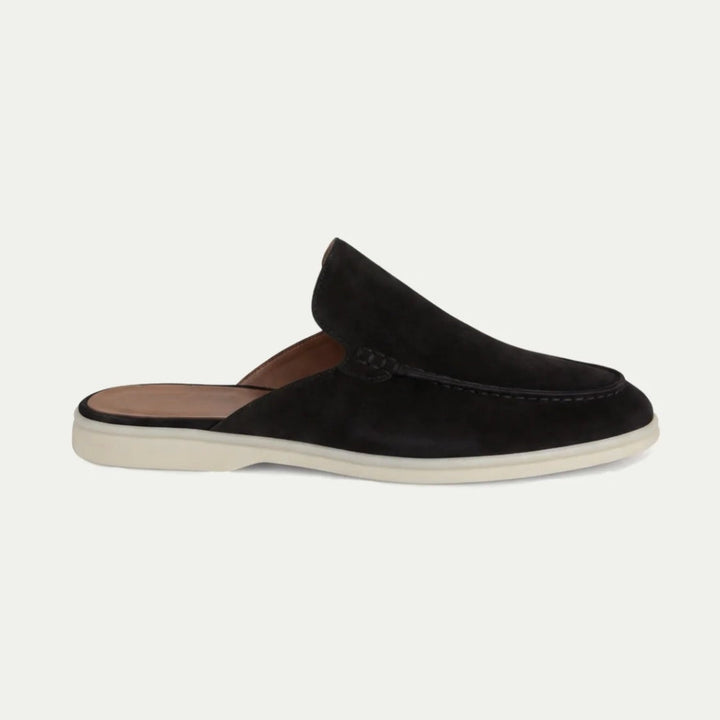 Mænd Klassiske Ruskind Loafer Mules med Moc Toe Sømsdetaljer