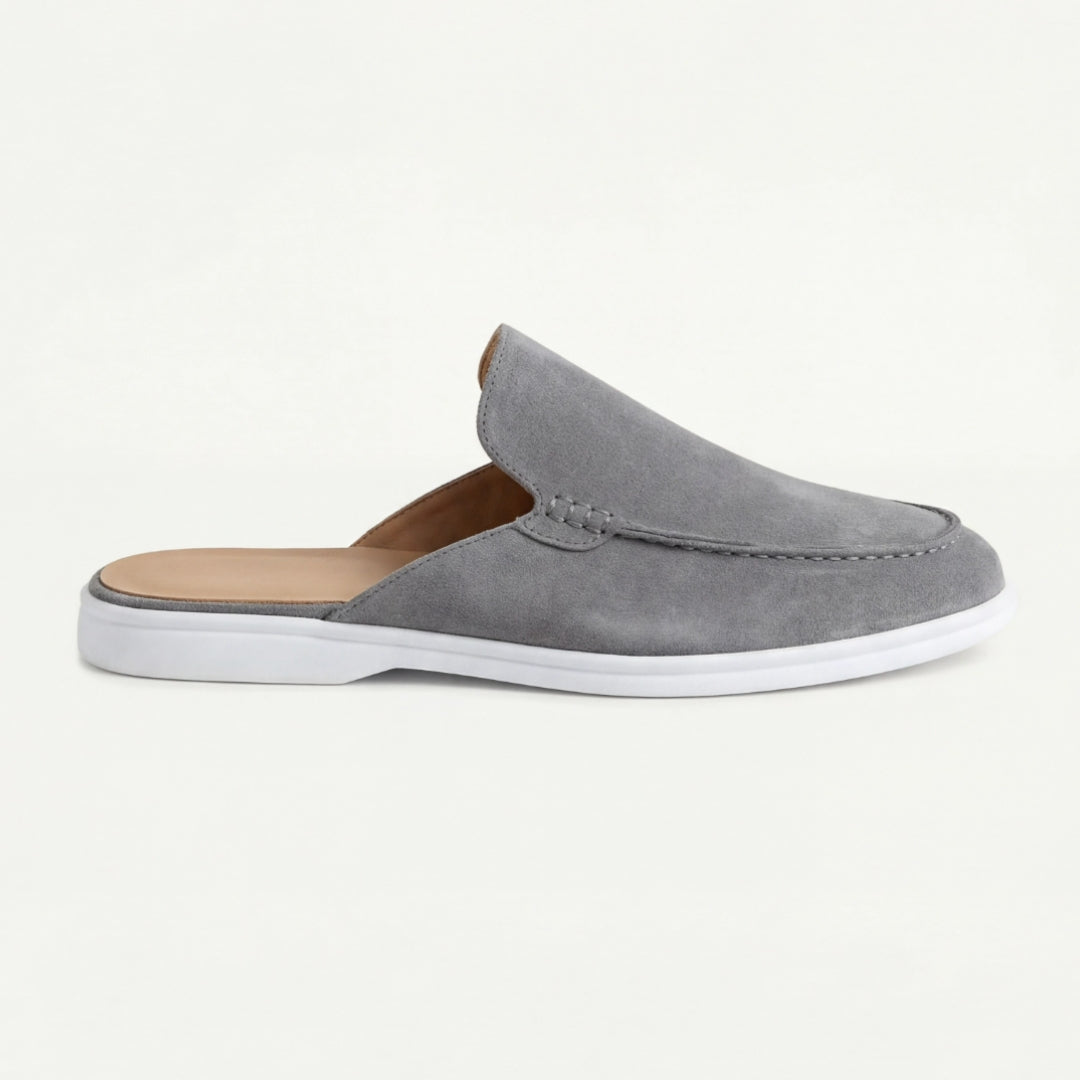 Mænd Klassiske Ruskind Loafer Mules med Moc Toe Sømsdetaljer