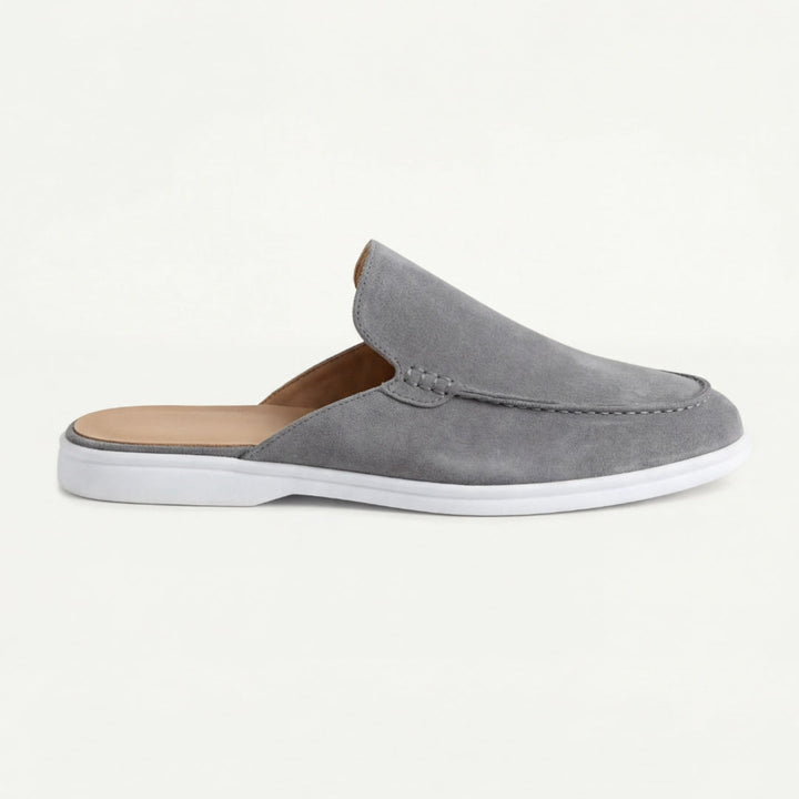 Mænd Klassiske Ruskind Loafer Mules med Moc Toe Sømsdetaljer