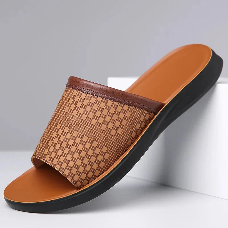 Mænd Elegante Sommersandaler med Kontrastkant og Flad Sål