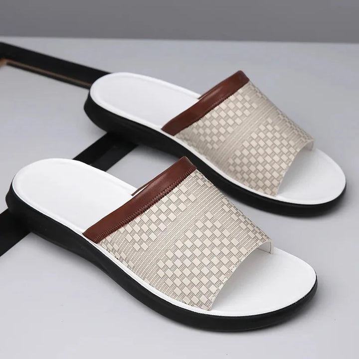 Mænd Elegante Sommersandaler med Kontrastkant og Flad Sål