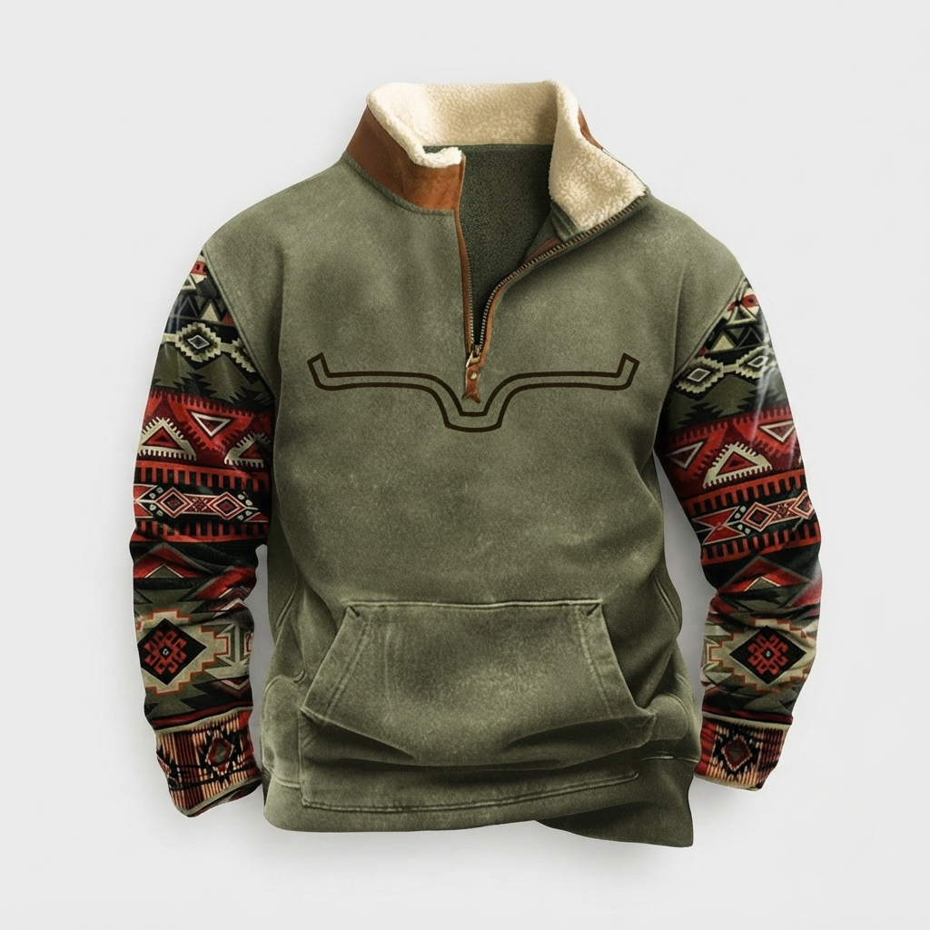 Nathan Cooper | Western Aztec Quarter-Zip Fleece striktrøje til herre