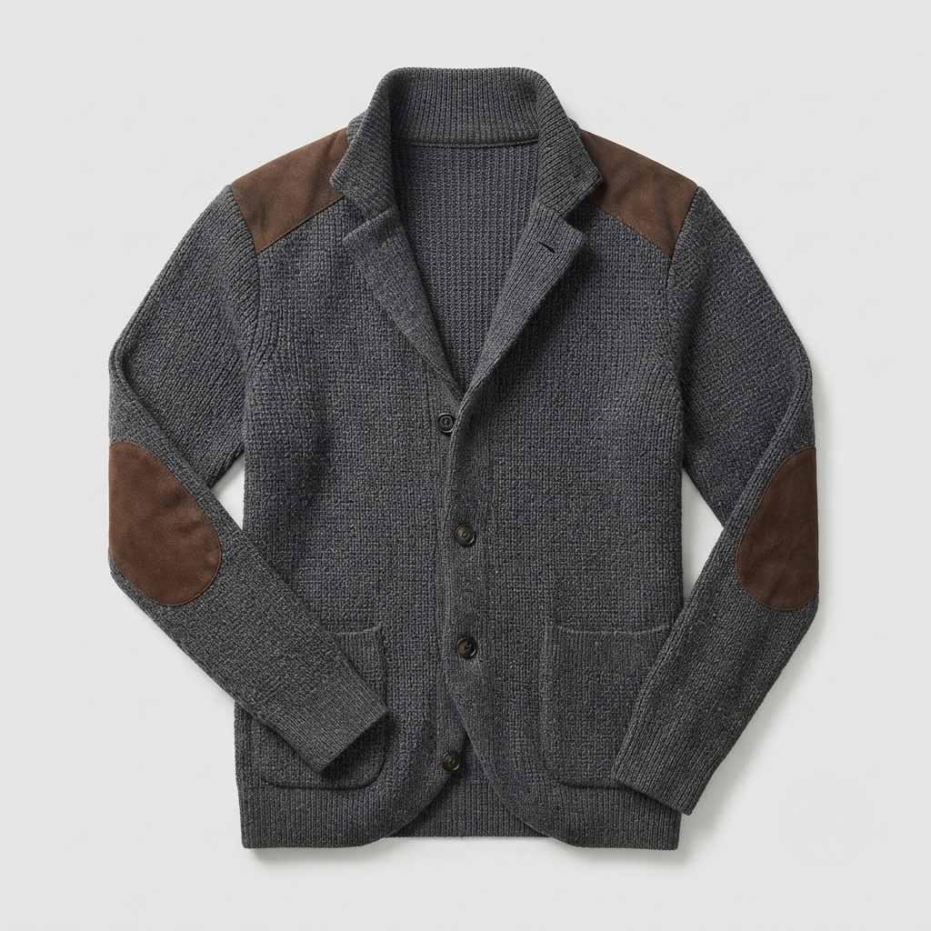Nathan Davies - Grov Strikket Cardigan Jakke Til Herre