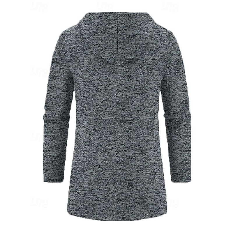 Mænd Casual Lang Strikjakke med Hætte