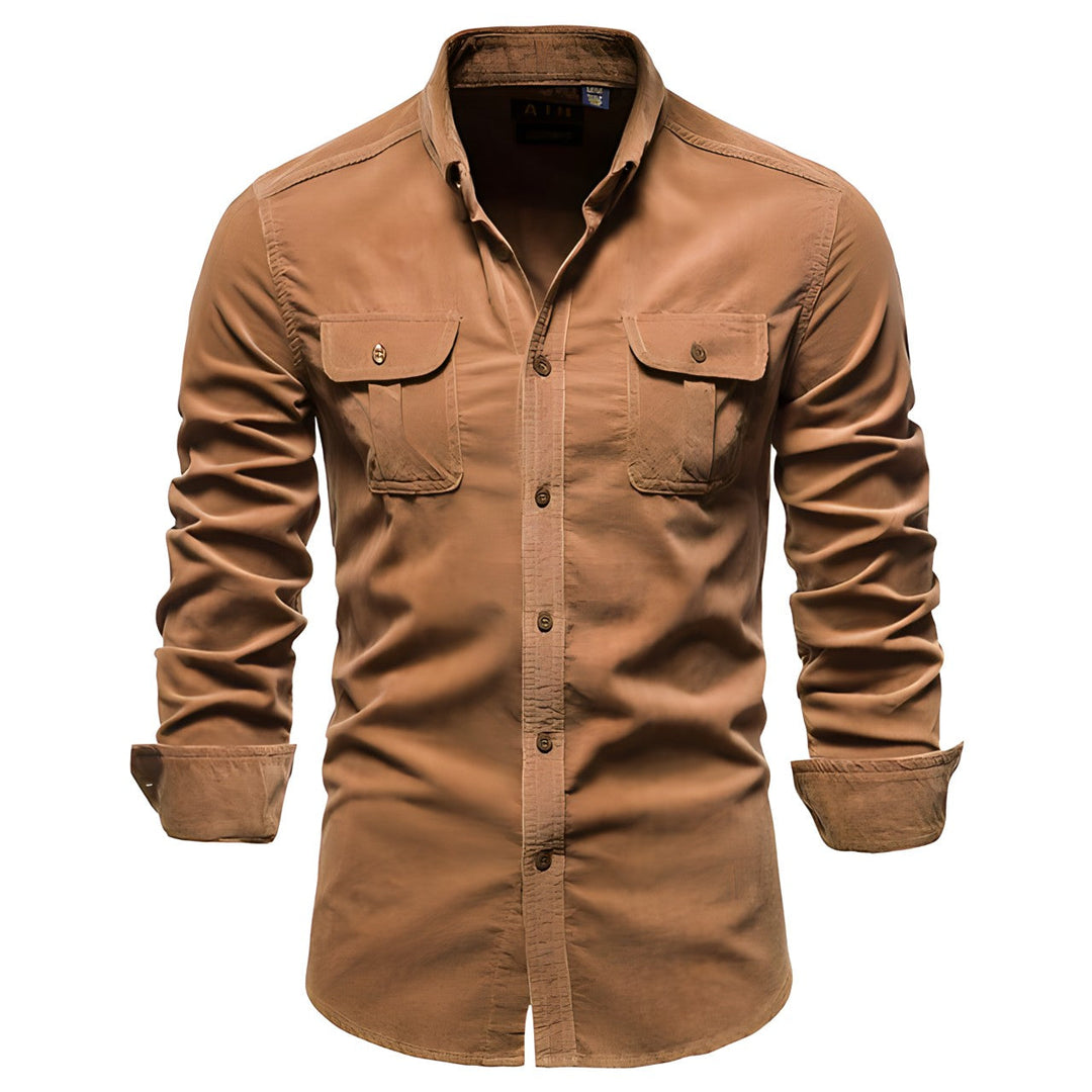 Herreskjorte Cargo Lomme Skjorte Casual Langærmet Button-Up