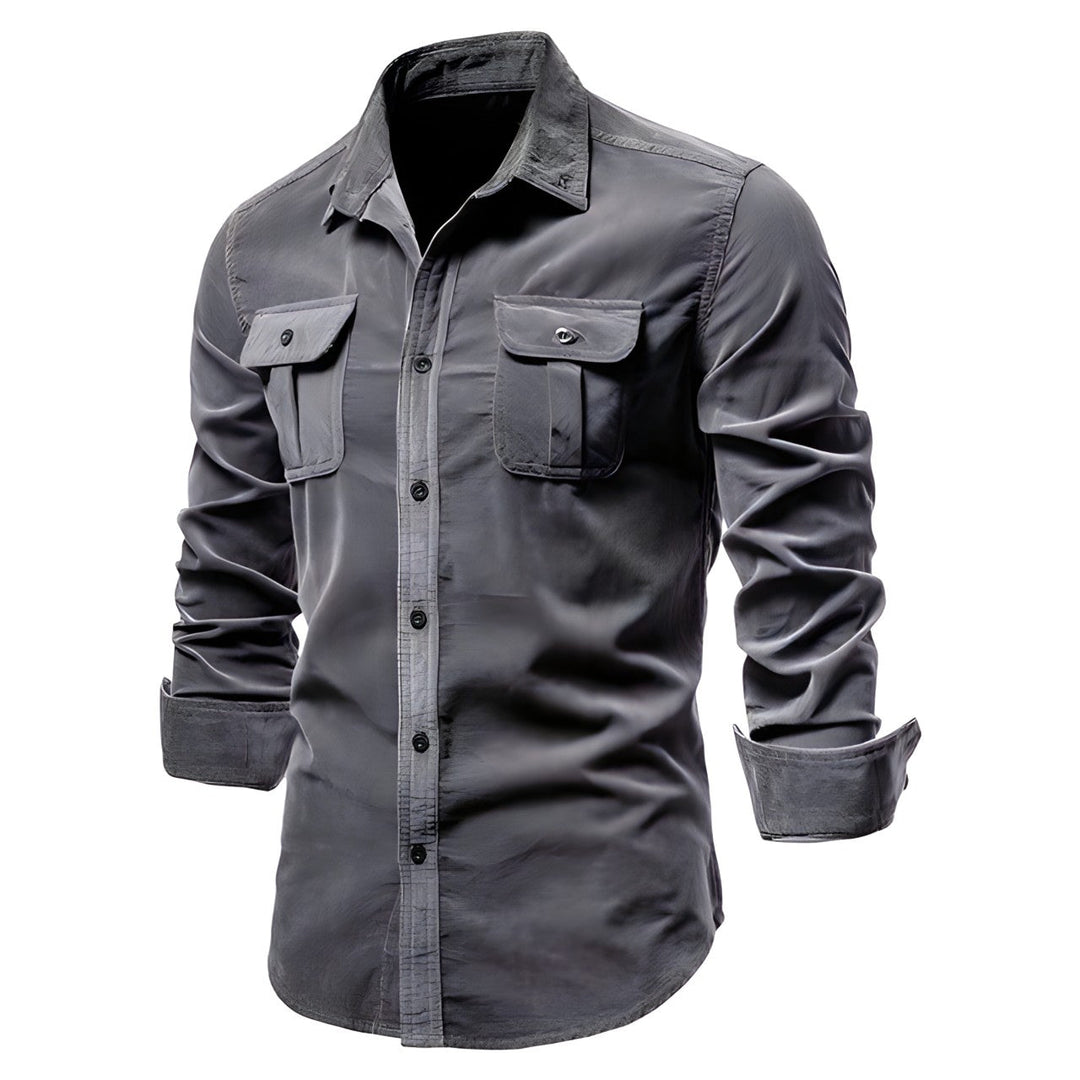 Herreskjorte Cargo Lomme Skjorte Casual Langærmet Button-Up