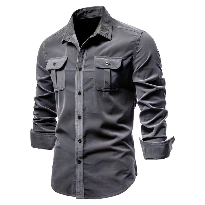 Herreskjorte Cargo Lomme Skjorte Casual Langærmet Button-Up